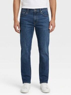 GOODFELLOW & CO Men's Straight Fit Jeans Indigo Dark Blue Denim Size 33x32